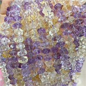 Natural Citrine And Amethyst Beads Faceted Square, approx 9-12mm