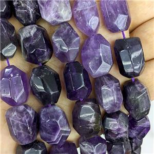 Natural Purple Amethyst Nugget Beads Freeform Faceted, approx 16-20mm