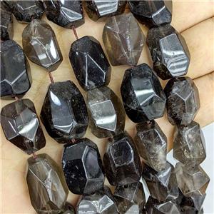 Natural Smoky Quartz Nugget Beads Freeform Faceted, approx 16-20mm