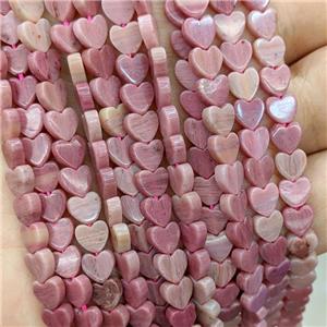 Natural Pink Wood Lace Jasper Heart Beads, approx 6mm