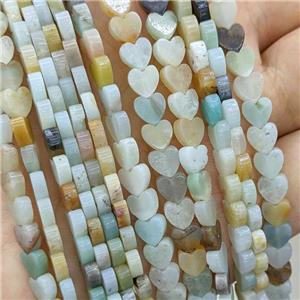 Natural Chinese Amazonite Heart Beads Multicolor, approx 6mm