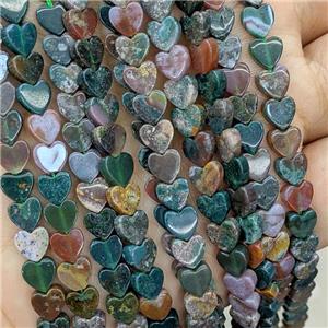 Natural Indian Agate Heart Beads Multicolor, approx 6mm