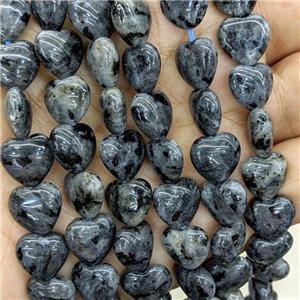 Natural Black Labradorite Heart Beads, approx 12mm