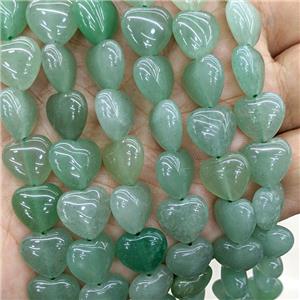 Natural Green Aventurine Heart Beads, approx 12mm