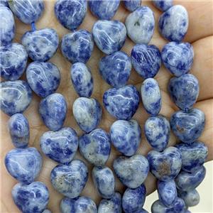 Natural Blue Dalmatian Jasper Heart Beads, approx 12mm