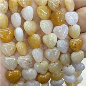 Natural Yellow Aventurine Heart Beads, approx 12mm