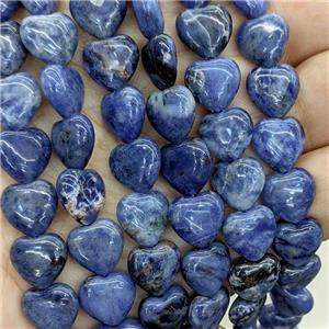 Natural Blue Sodalite Heart Beads, approx 12mm