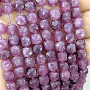 Fuchsia Jade Beads Dye Faceted Cube, approx 7-8mm