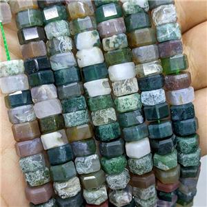 Natural Indian Agate Hexagon Beads Multicolor, approx 5-8mm