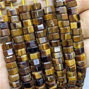 Natural Tiger Eye Stone Hexagon Spacer Beads, approx 5-8mm