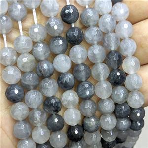 Natural Gray Cloudy Quartz Beads Faceted Round, approx 8mm dia