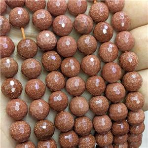 Golden Sandstone Beads Faceted Round, approx 8mm dia