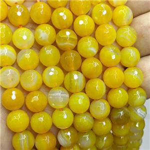 Golden Stripe Agate Beads Band Faceted Round Dye, approx 8mm dia