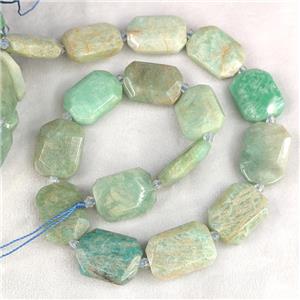 Natural Green Amazonite Beads Faceted Rectangle, approx 15-22mm