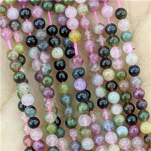 Natural Tourmaline Beads Tiny Smooth Round Multicolor, approx 3.3mm