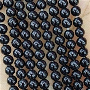 Natural Black Onyx Agate Beads Smooth Round, approx 4mm