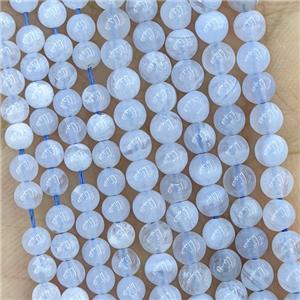 Natural Blue Lace Agate Beads Smooth Round Tiny, approx 4mm