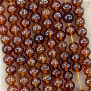 Natural Orange Garnet Beads Smooth Round, approx 4mm