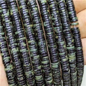 Natural Kambaba Jasper Heishi Beads Green, approx 1x6mm