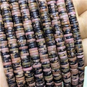 Natural Chinese Rhodonite Heishi Beads Pink, approx 1x6mm