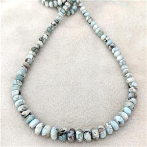 Natural Larimar Rondelle Beads Smooth Graduated, approx 6-12mm