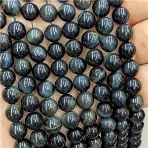 Blue Tiger Eye Stone Beads Smooth Round Natural Color, approx 10mm