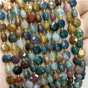 Natural Ocean Agate Beads Multicolor Faceted Coin, approx 6mm