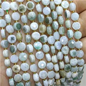 Natural Burmese Jadeite Beads Faceted Coin, approx 6mm