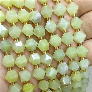 Natural Lemon Jade Beads Green Cut Bicone, approx 8-10mm