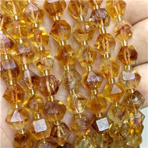 Natural Golden Citrine Beads Dye Cut Bicone, approx 8-10mm