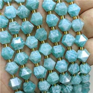 Natural Green Amazonite Beads Cut Bicone, approx 8-10mm