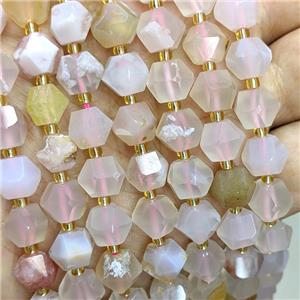 Natural Sakura Agate Beads Pink Cherry Cut Bicone, approx 8-10mm