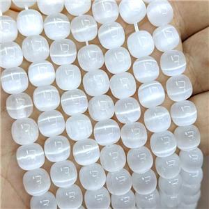 Natural Selenite Barrel Beads White Dye, approx 8x8mm