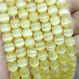 Natural Selenite Barrel Beads Yellow Dye, approx 8x8mm