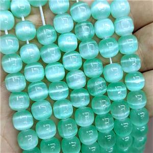 Natural Selenite Barrel Beads Green Dye, approx 8x8mm