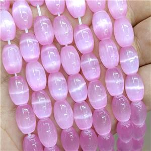 Natural Selenite Rice Beads Pink Dye, approx 8-12mm