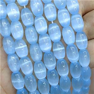 Natural Selenite Rice Beads Blue Dye, approx 8-12mm