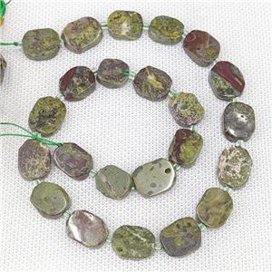 Natural Dragon Bloodstone Rectangle Beads Green, approx 10-15mm