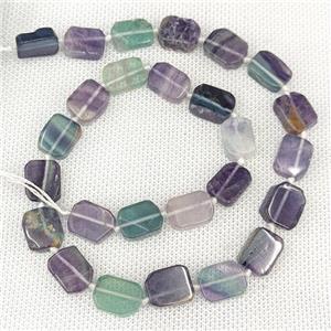 Natural Fluorite Beads Multicolor Rectangle, approx 10-15mm