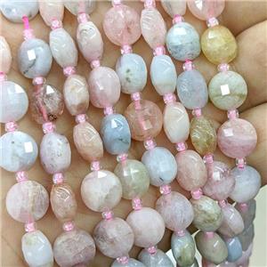 Natural Morganite Beads Multicolor Faceted Coin, approx 10mm