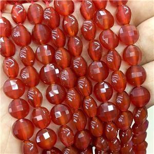 Natural Agate Beads Red Dye Faceted Coin, approx 10mm