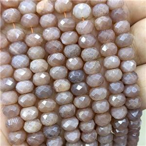 Natural Peach Sunstone Beads Faceted Rondelle, approx 8mm