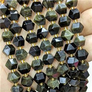 Natural Golden Obsidian Beads Cut Bicone, approx 8-10mm