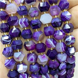 Purple Stripe Agate Beads Dye Band Cut Bicone, approx 8-10mm