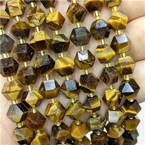 Tiger Eye Stone Beads Yellow Cut Bicone, approx 8-10mm