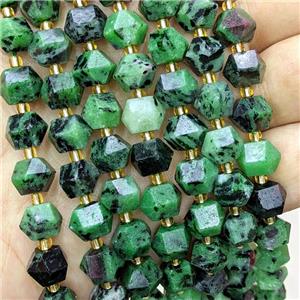 Natural Ruby In Zoisite Beads Green Cut Bicone, approx 8-10mm