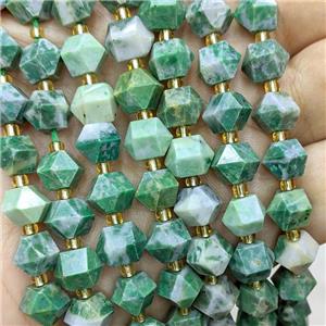 Green Spotted Jasper Beads Cut Bicone, approx 8-10mm