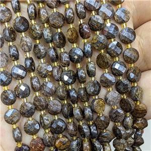 Natural Bronzite Beads Faceted Coin, approx 6mm