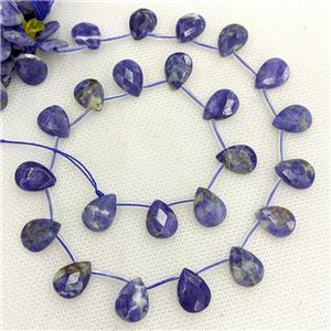 Natural Blue Sodalite Beads Faceted Teardrop Topdrilled, approx 10-14mm