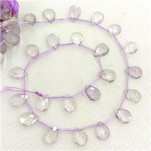 Natural Amethyst Beads Lt.purple Faceted Teardrop Topdrilled, approx 10-14mm